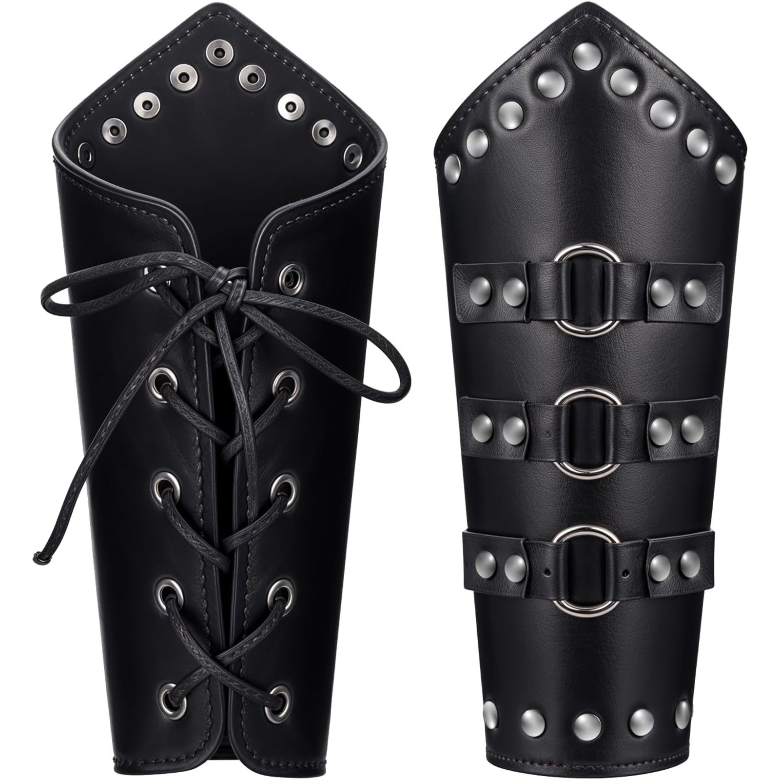 Styquenzer 2 Pcs Leather Arm Guards Adults Buckle Leather Bracers Adjustable