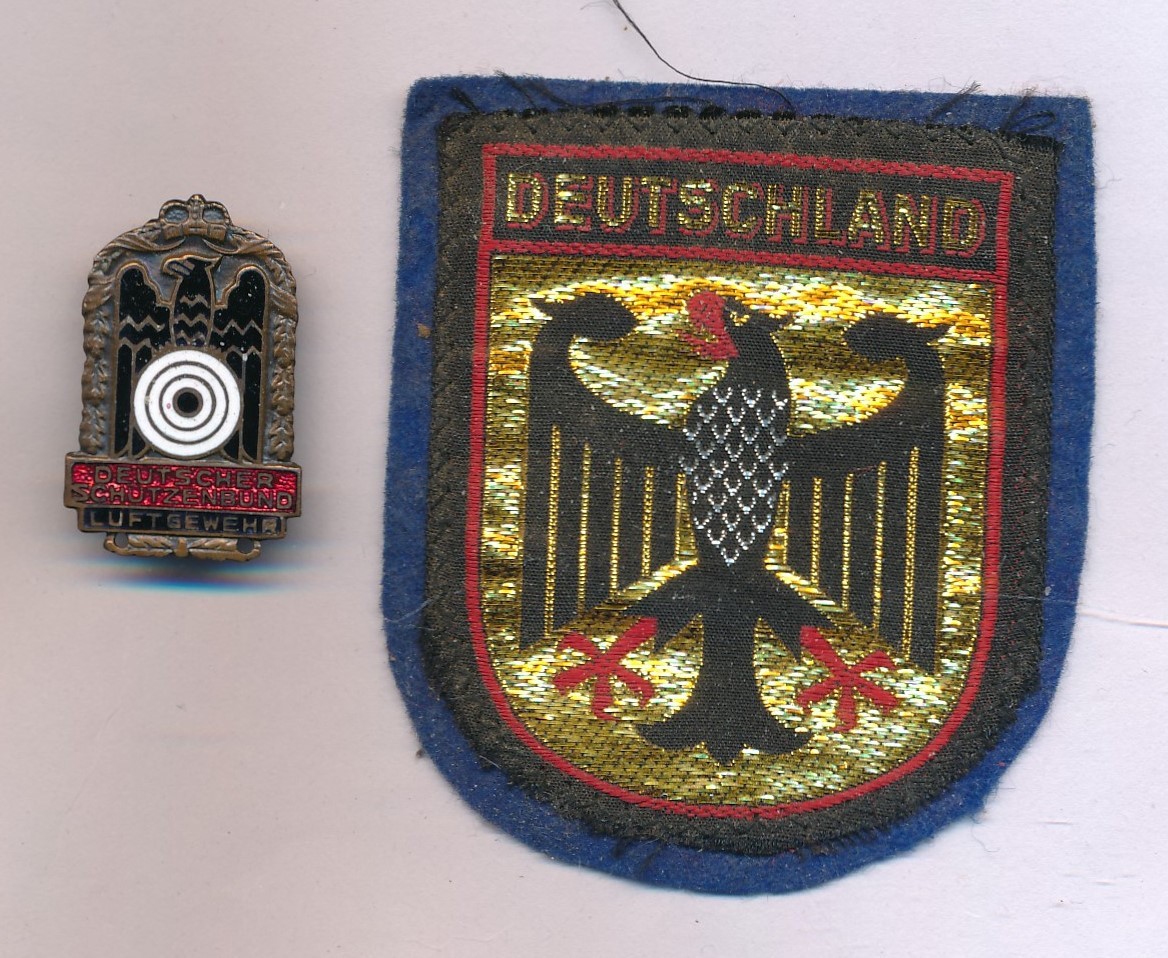 Vtg 1960s Germany Felt Souvenir Patch & DSB Luftgewehr Bronze Pin ST&L Lot Vtg 1960s Germany Felt Souvenir Patch & DSB Luftgewehr Bronze Pin ST&L Lot