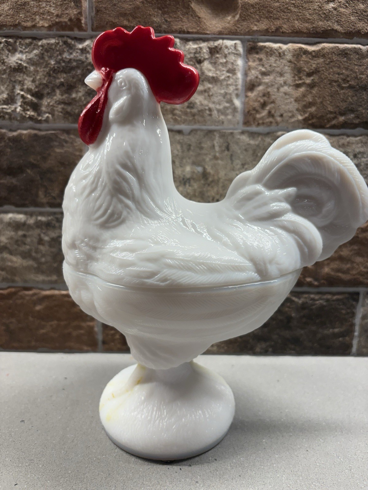 Westmoreland Milk Glass Vintage Rooster 1950s With Stamp Hen On Nest Westmoreland Milk Glass Vintage Rooster 1950s With Stamp Hen On Nest