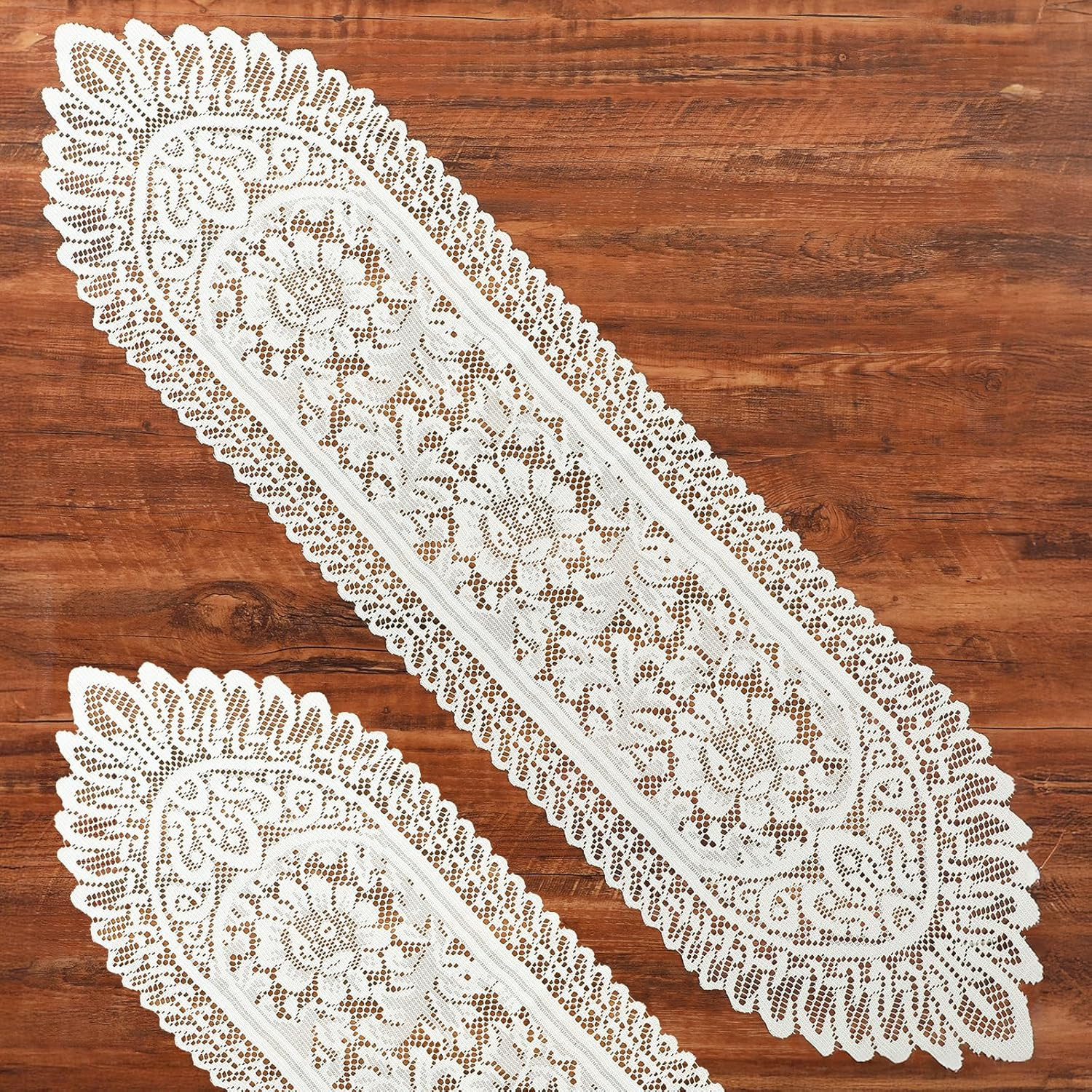 Lace Crochet Rectangular Table Runner, 2Pcs Boho Doilies 45*13.38 Table Dresser