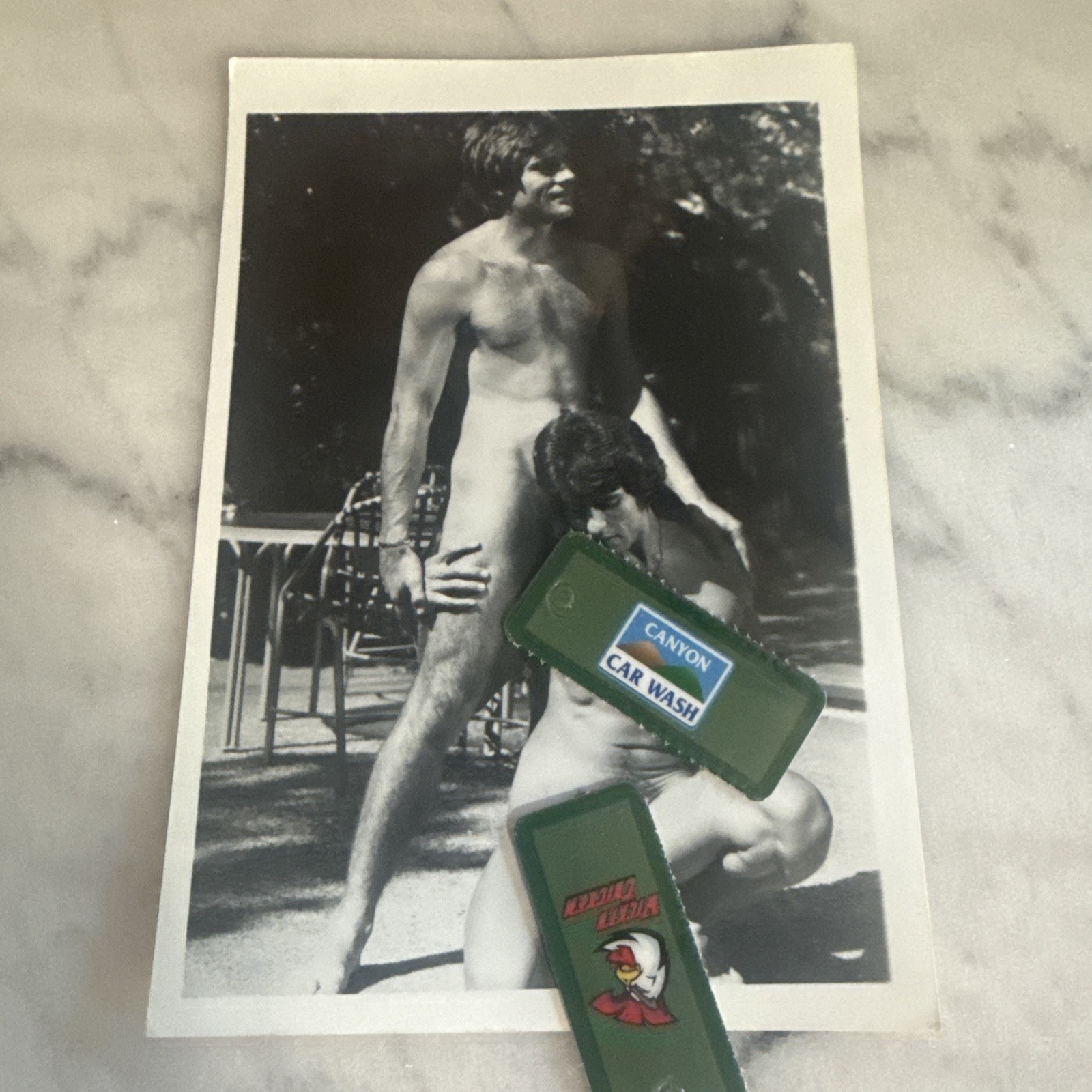Two Handsome Men Standing Nude Together  Vintage Gay Physique Photo -5x7