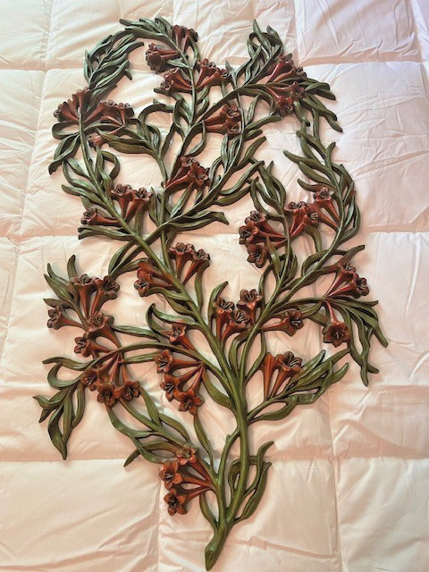 LRG Vintage 70's Burwood Flower Daylily? #4674 Plastic Wall Decor Floral 32 x 18