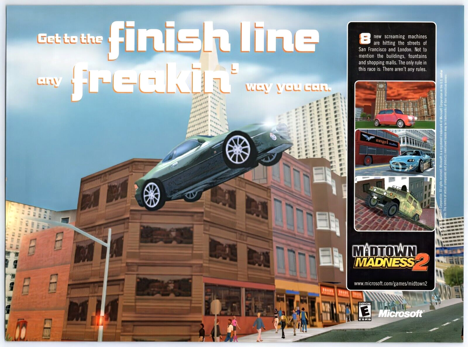 Vintage Print Ad 2000 Midtown Madness 2 PC Game Original Promo Poster Art
