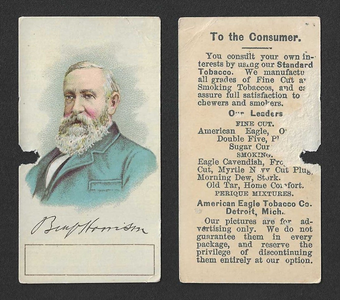 c1880\'s N309 American Eagle Tobacco Card - President Benjamin Harrison - Poor