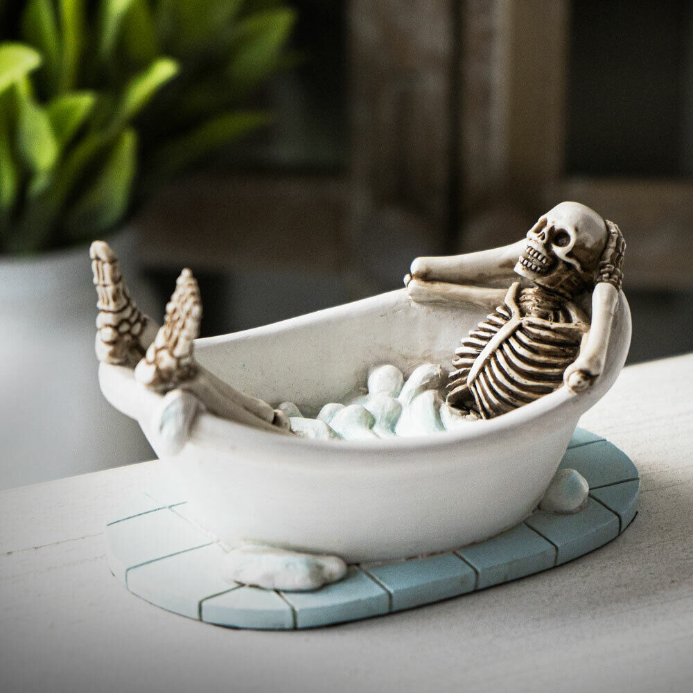  Skeleton in Bathtub Skull Figurine Statue Skeleton Halloween