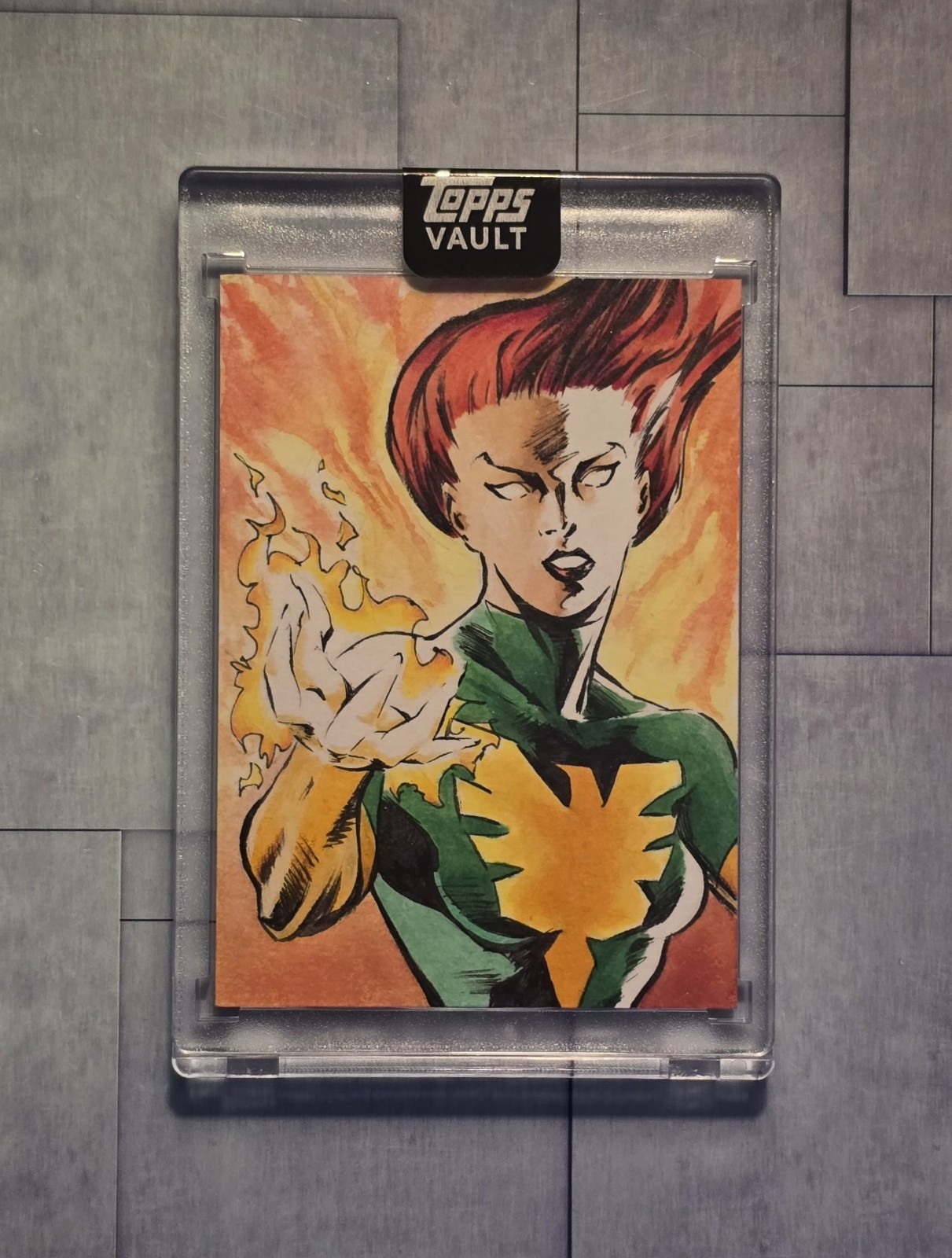 2026 Topps Marvel Vault PHOENIX JEAN GREY Premier Sketch Encased 75p Hugh Vogt