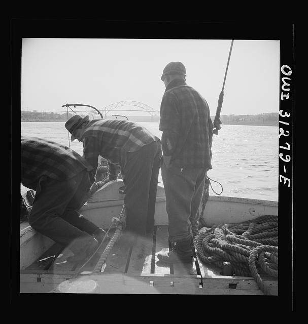 Photo:Gloucester Massachusetts Alden Fishermen on Fishing Boat Deck 1943