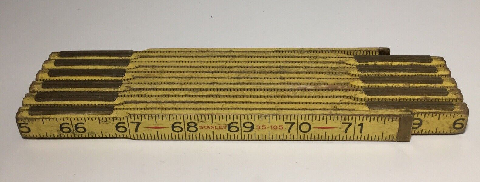 Vintage STANLEY Wooden Folding Ruler Zig Zag Rule Measure 35-105 Wood Tool