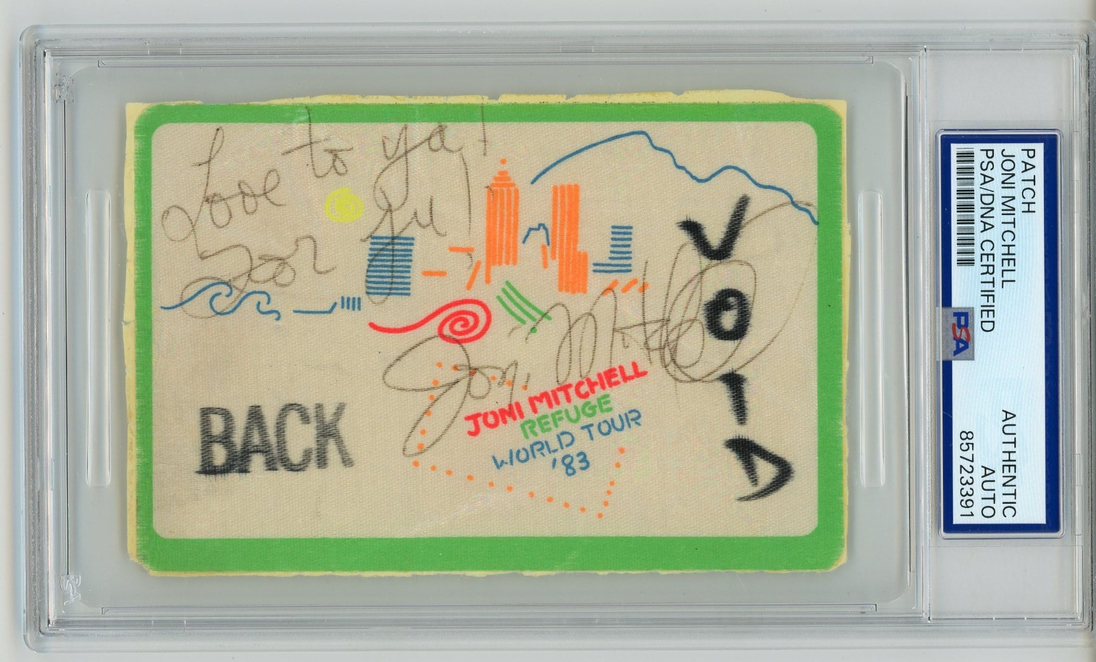 Joni Mitchell ~ Signed Autographed World Tour 1983 Pass ~ PSA DNA Encased