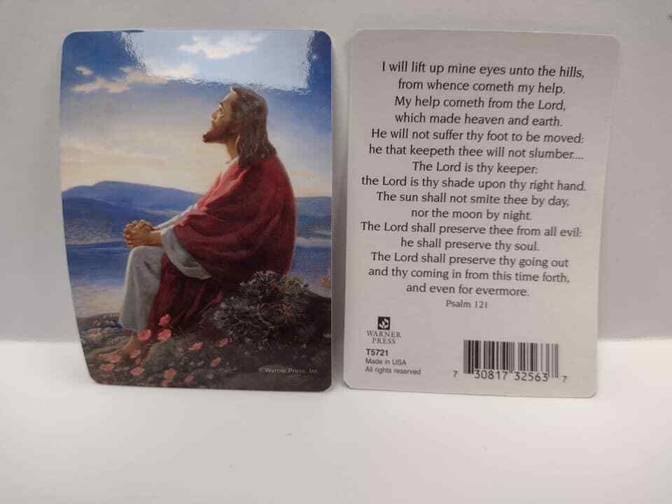 Christ at Dawn Warner Sallman GLOSSY Pocket - Psalm 121 -  Prayer Card