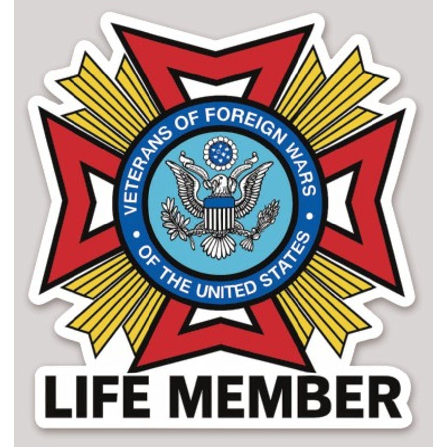 3 Inch Non Reflective VFW LIFE MEMBER Veterans Of Foreign Wars Sticker