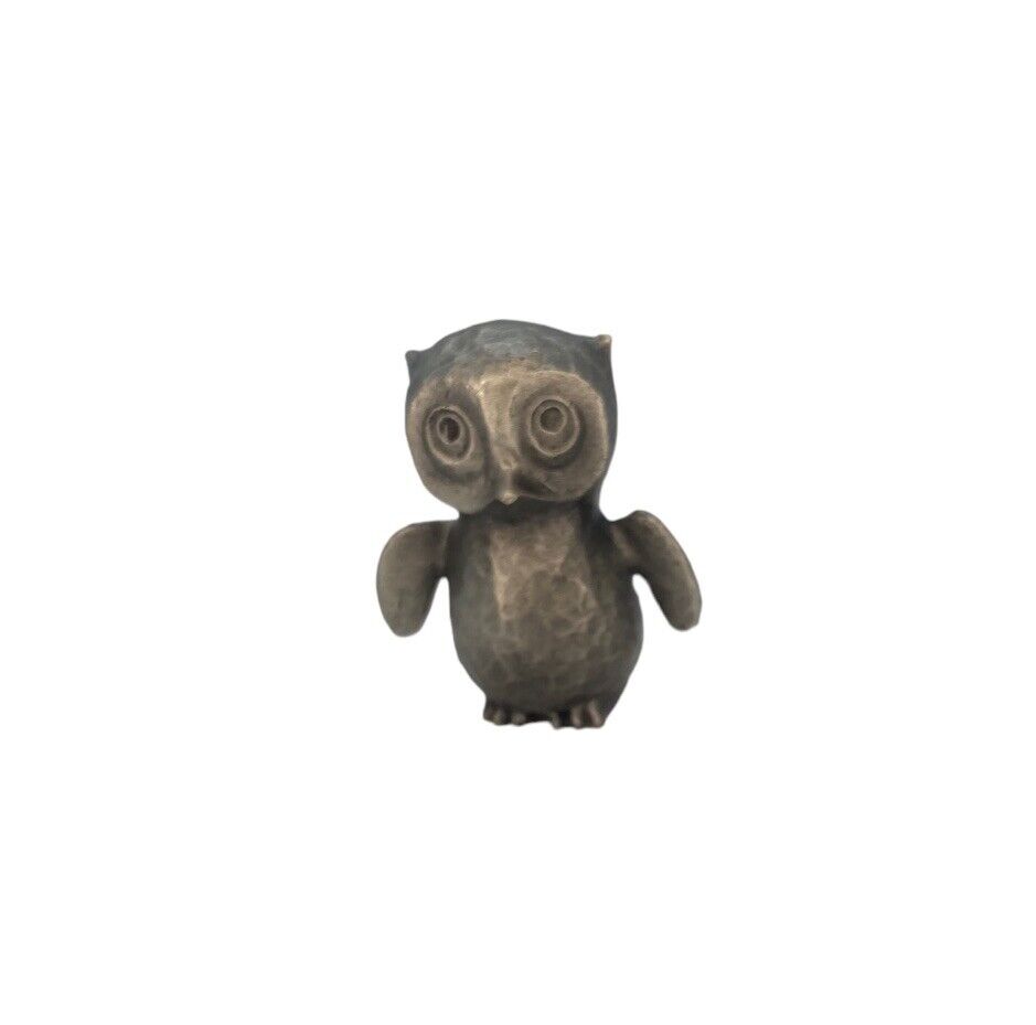 Vintage Solid HUDSON Pewter Owlet Figurine Cute Tiny M23 Hammered