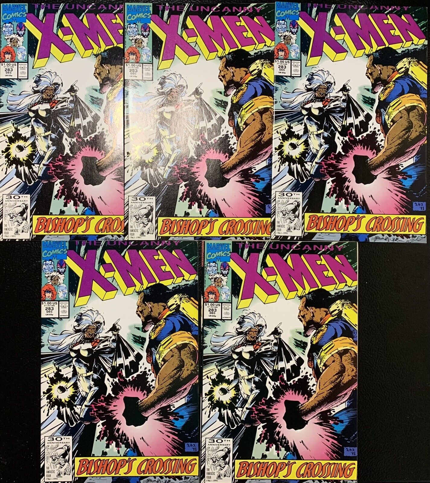 Uncanny X-men 283 by lot (x5 Copies) 1991 1st Appearance Of Bishop Marvel Key NM
