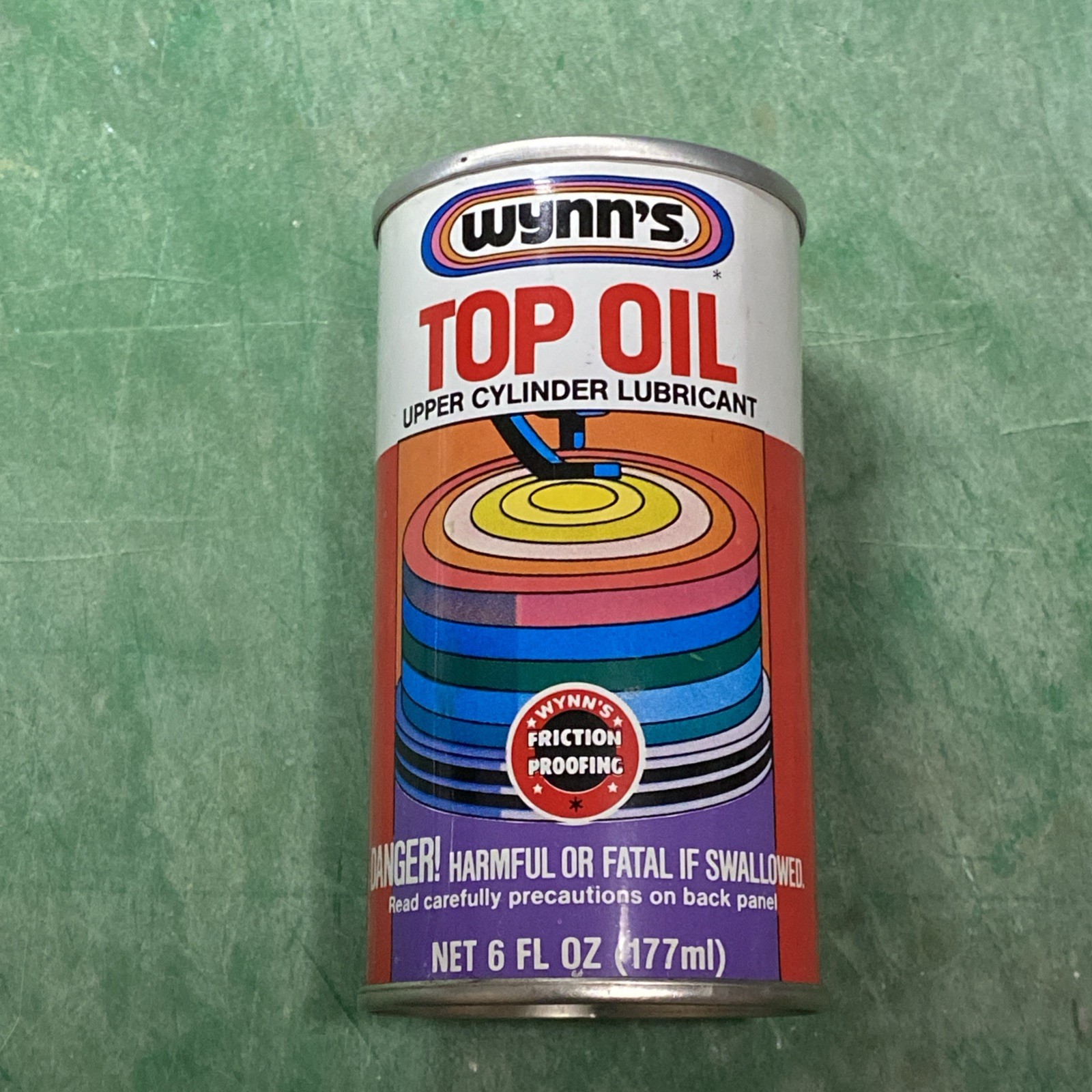 VINTAGE - WYNN’S TOP OIL 6 fl.oz Can - 1970’s - UNOPENED - Near Mint Condition 