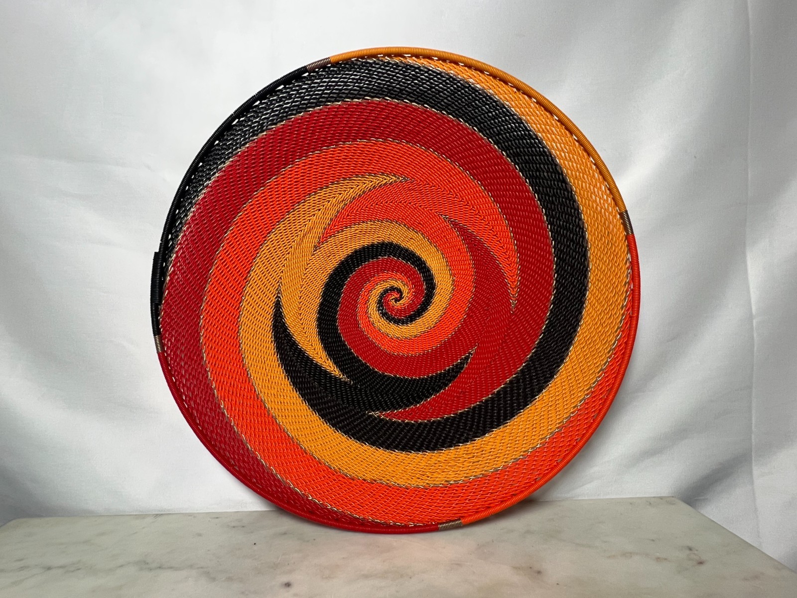 Large Handmade African Telephone Wire Basket 12\