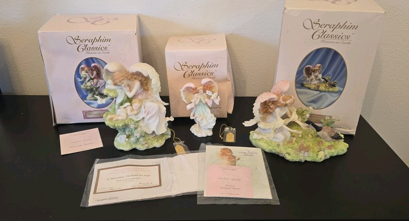 Roman Seraphim Classics Lot Of 3, Jessica Slumber Thank You New Vintage Retired