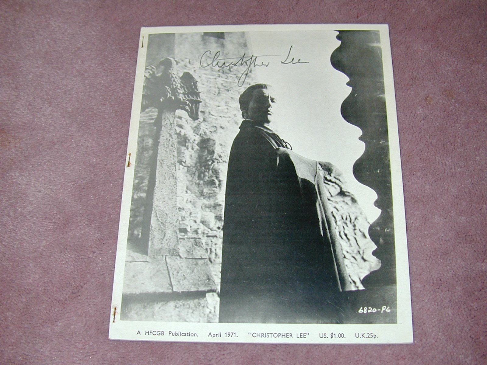 Famous Film Stars fanzine # 1, Chris Lee, Boris Karloff, Bela Lugosi, Lon Chaney