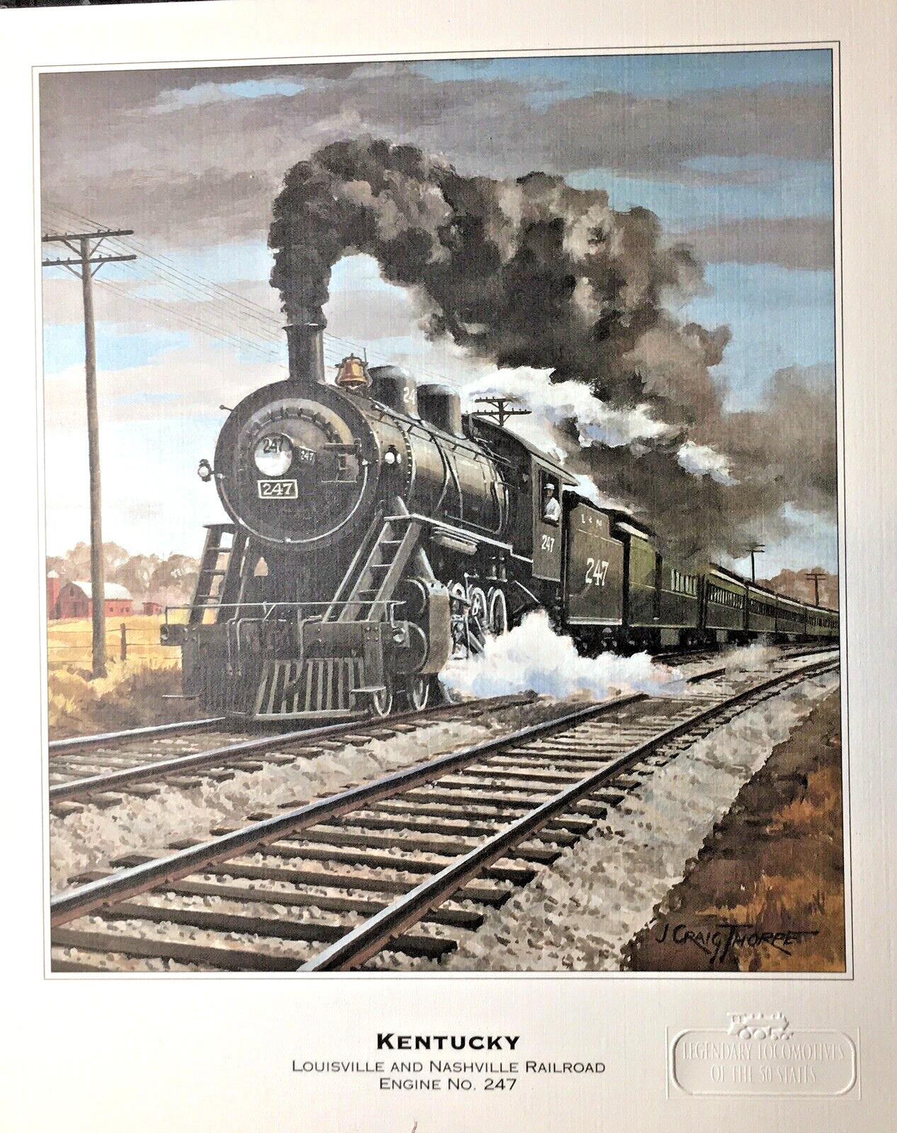Vintage KENTUCKY Louisville and Nashville Railroad Engine No. 247 Art Print Vintage KENTUCKY Louisville and Nashville Railroad Engine No. 247 Art Print