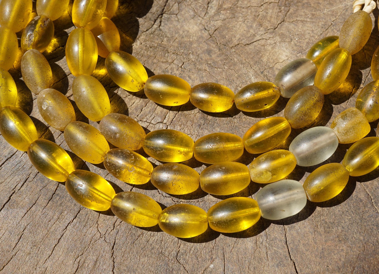 Golden Yellow Bohemian Trade Beads (9-10mm) Rustic Glass (3078A017) African