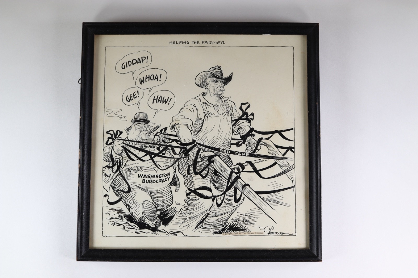 1943 E.P. Parrish Chicago Tribune Political Cartoon Helping the Farmer Original