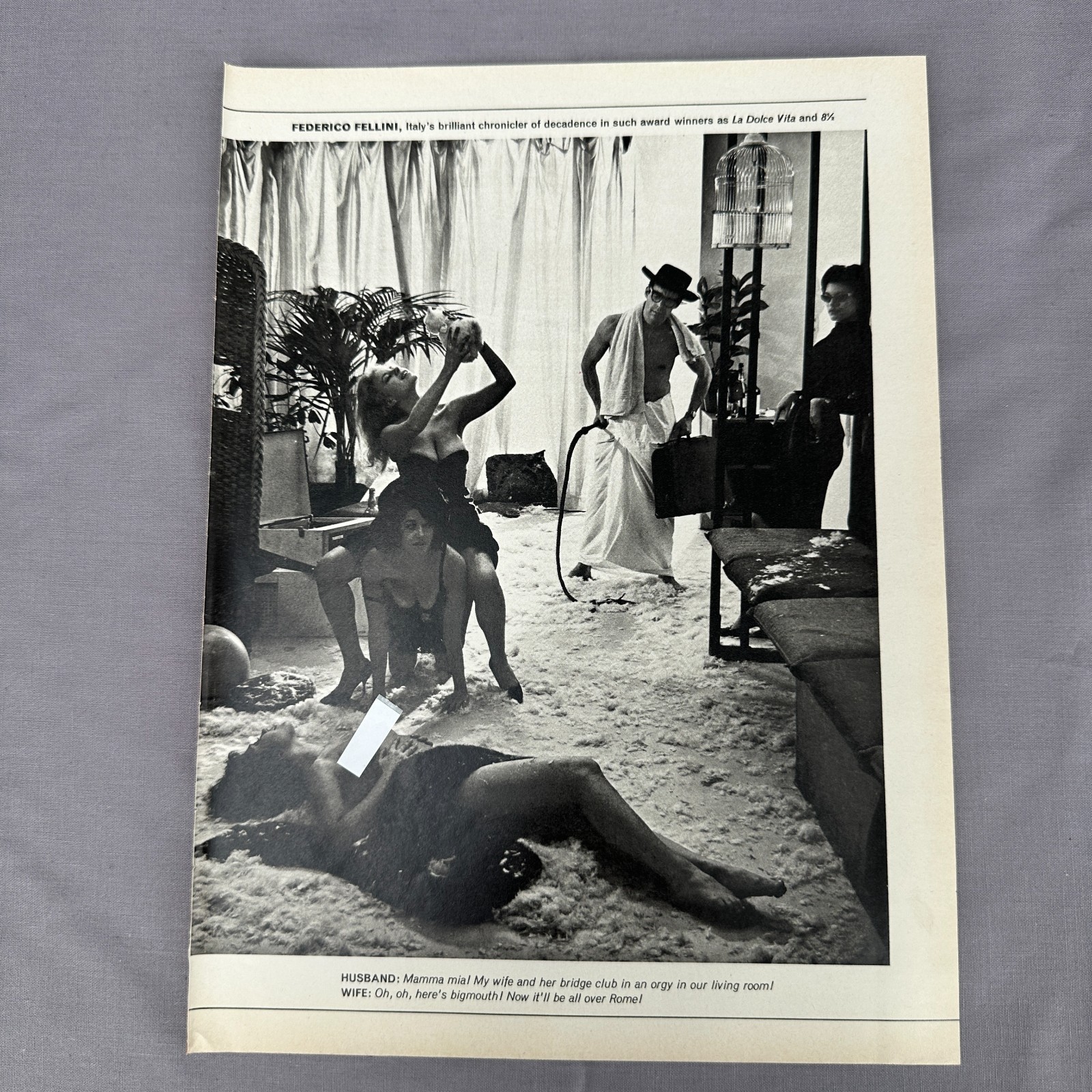 1964 Federico Fellini Photo Scene Vintage Print La Dolce Vita 8½ Film Art