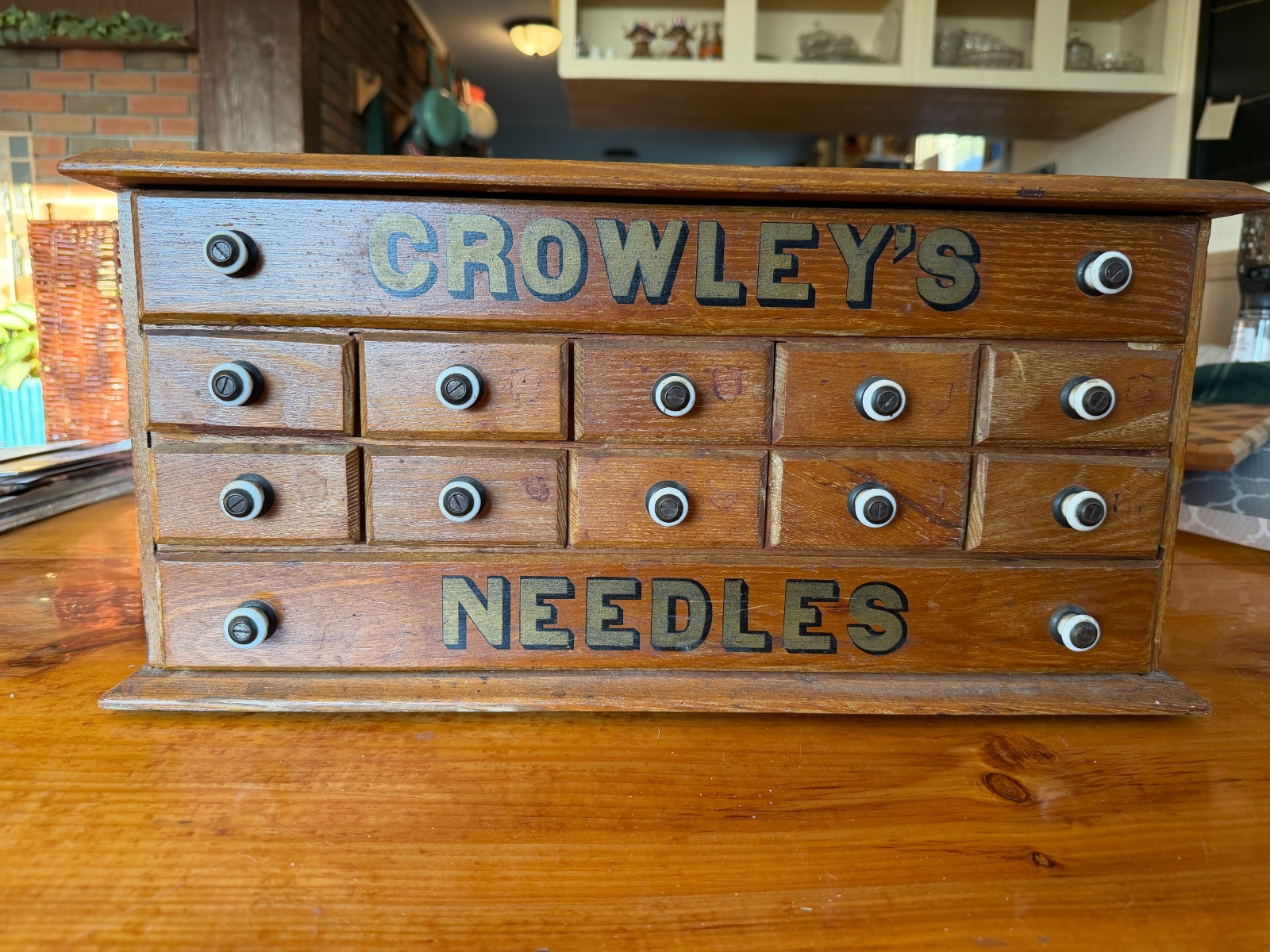 Antique Crowley's Needle Cabinet, 12 Drawer