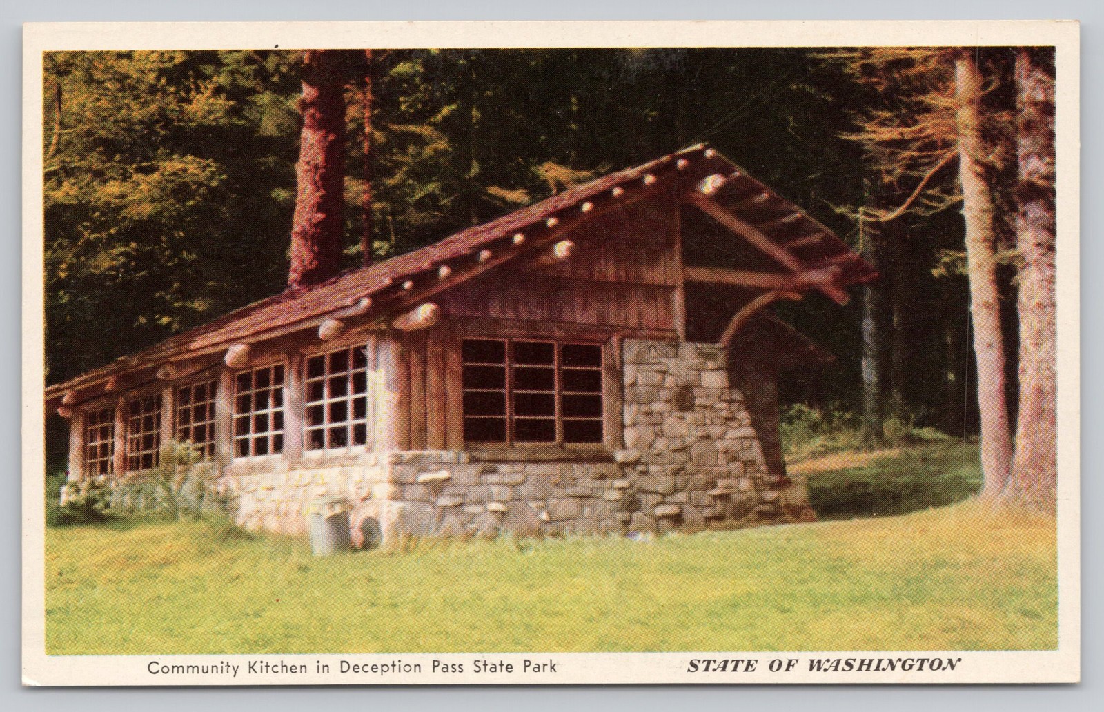 Vintage Washington State Deception Pass Park Community Kitchen Postcard Vintage Washington State Deception Pass Park Community Kitchen Postcard