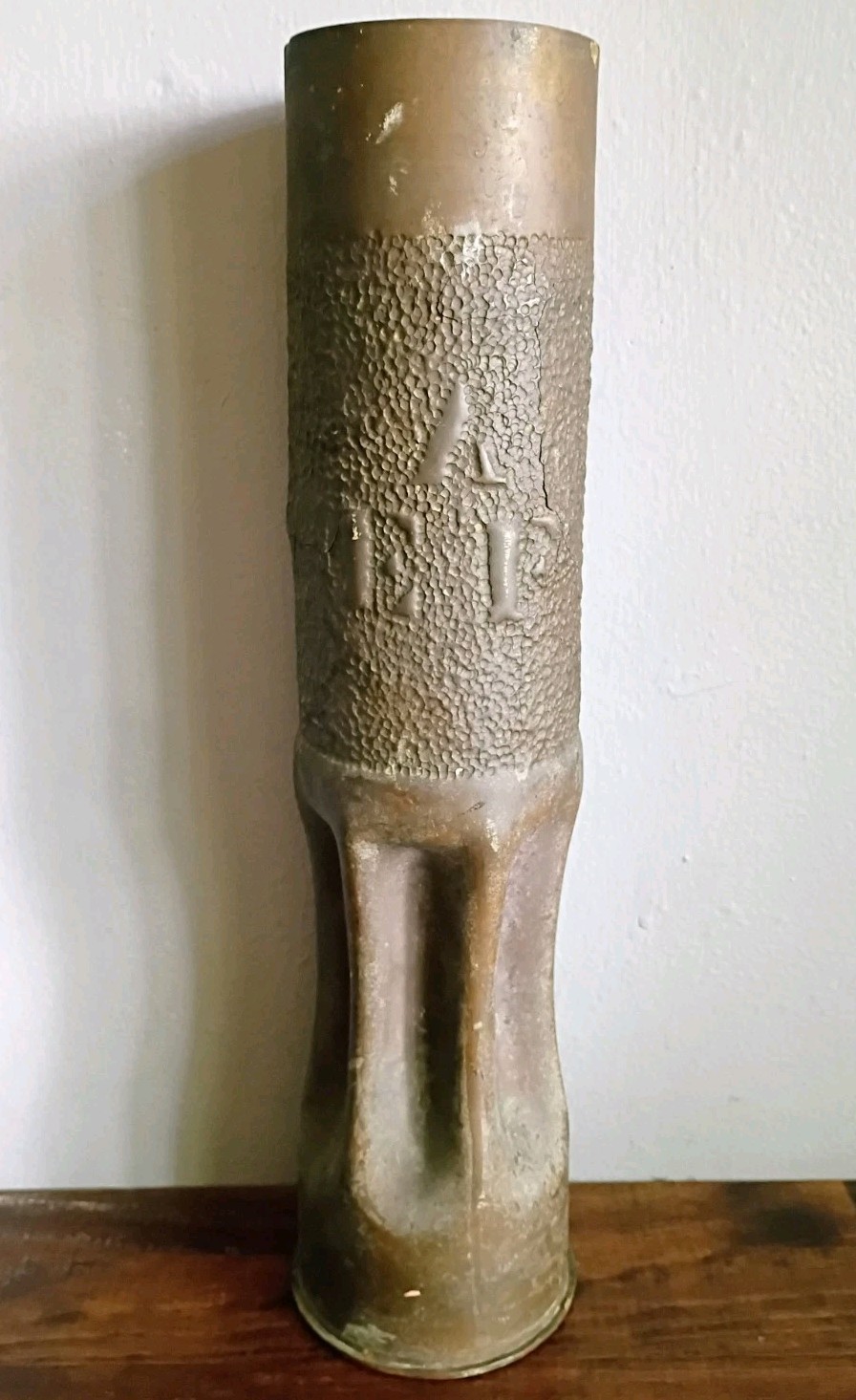 WWI Trench Art 75mm Shell Vase AEF R Diamond Logistics Bridgeport Brass Co US