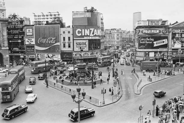 General view of Piccadilly Circus London UK 17th September 1976 Old Photo