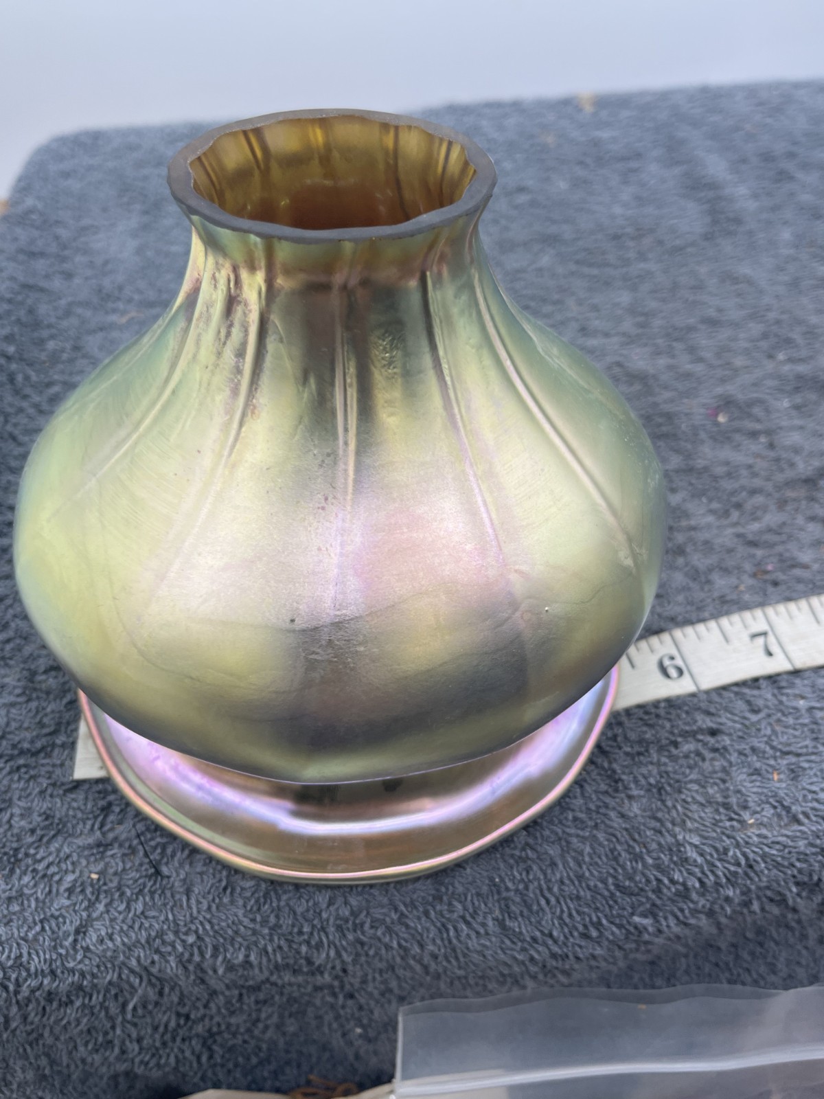 vintage iridescent lamp shade light glass onion shaped bulb lighting antique