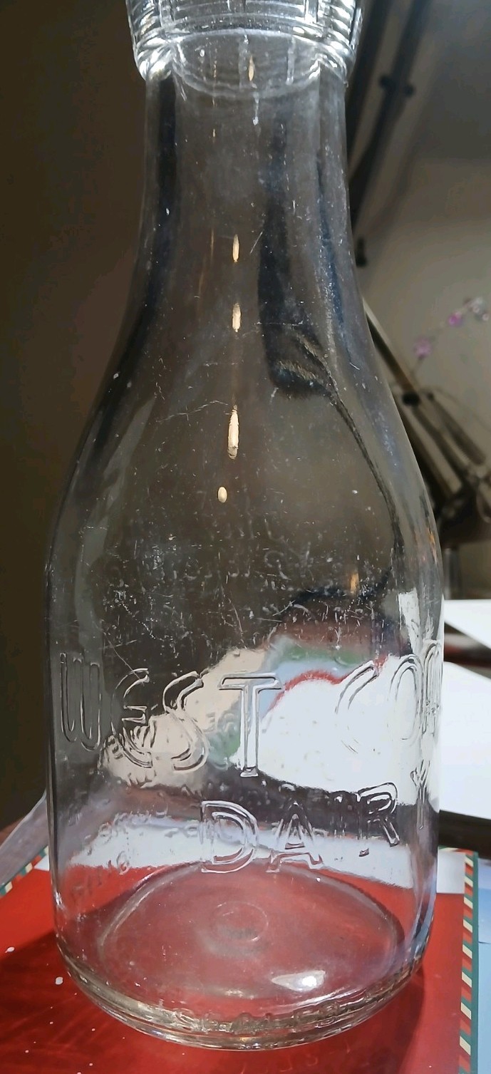 Vintage Everett WA Milk Bottle 1 quart  West Coast Dairy embossed collectible 