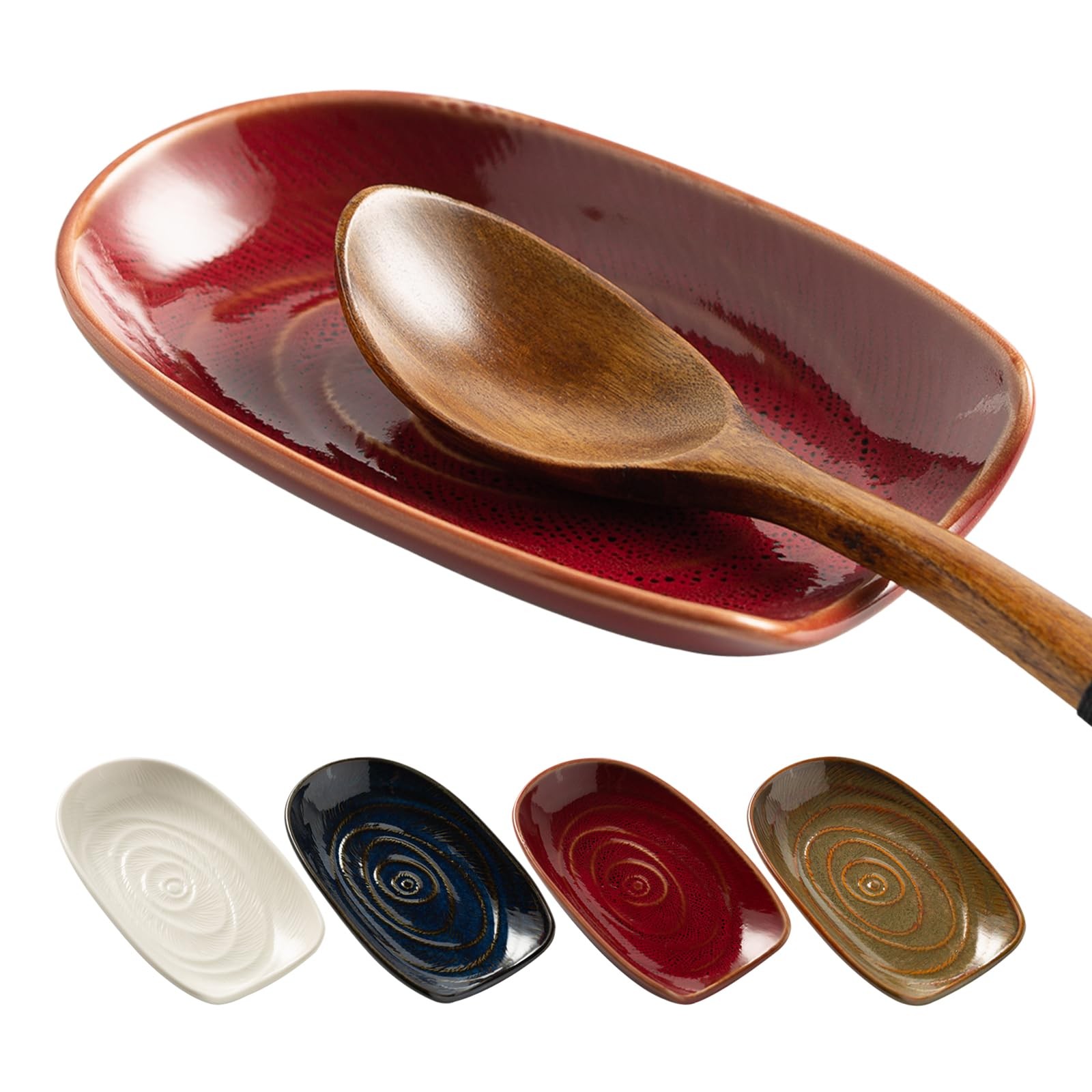QNMUSUNC Ceramic Spoon Rest for Stove Top, Holder 5.1*3.3*0.9 in, Red QNMUSUNC Ceramic Spoon Rest for Stove Top, Holder 5.1*3.3*0.9 in, Red