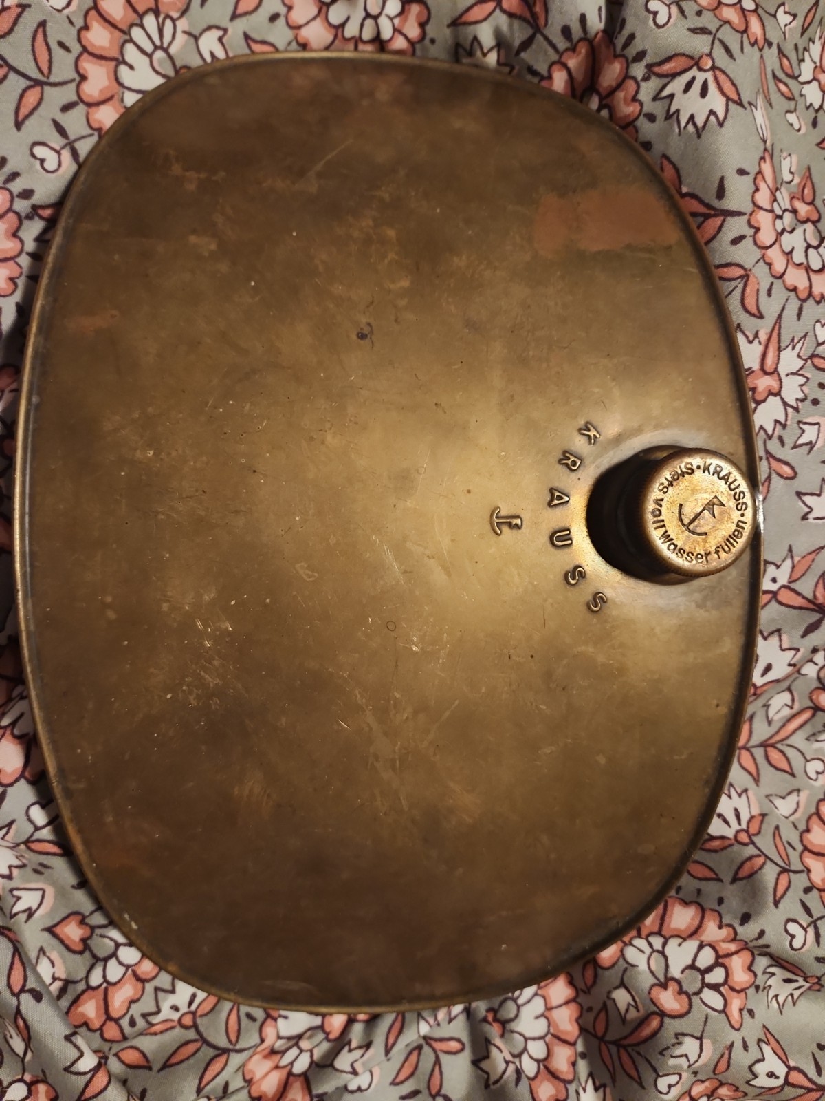 Vintage KRAUSS Brass Copper Curved Hot Water Bottle Belly Warmer Vintage KRAUSS Brass Copper Curved Hot Water Bottle Belly Warmer