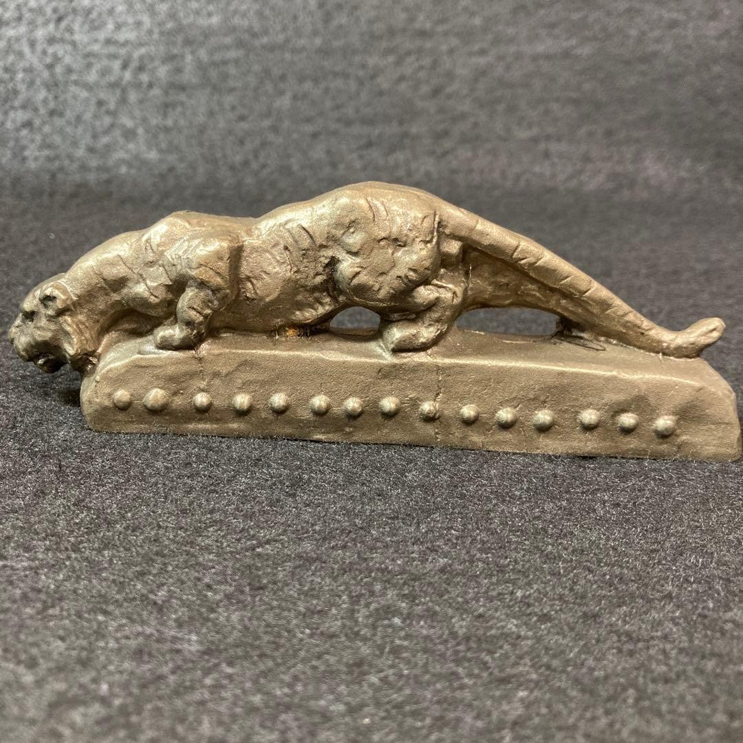Seibo Kitamura Tiger Brass Silverplate Paperweight Art Deco Antique Vintage