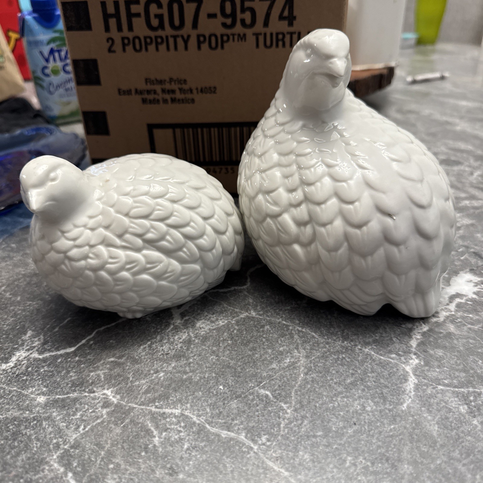 Vintage 2pcs White Quail Figurines
