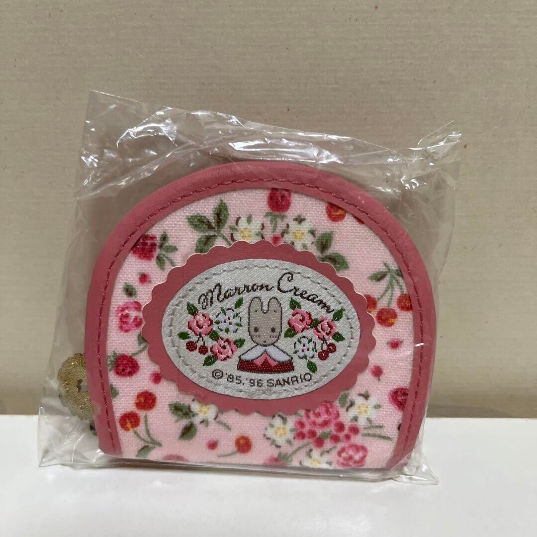 Sanrio Marron cream Coin Purse Rare Retro Vintage Pink Flower Mini wallet 1996