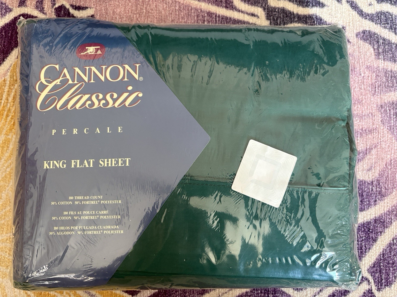 Cannon Classic Percale King Flat Sheet Green 180 Count New Sealed Vintage