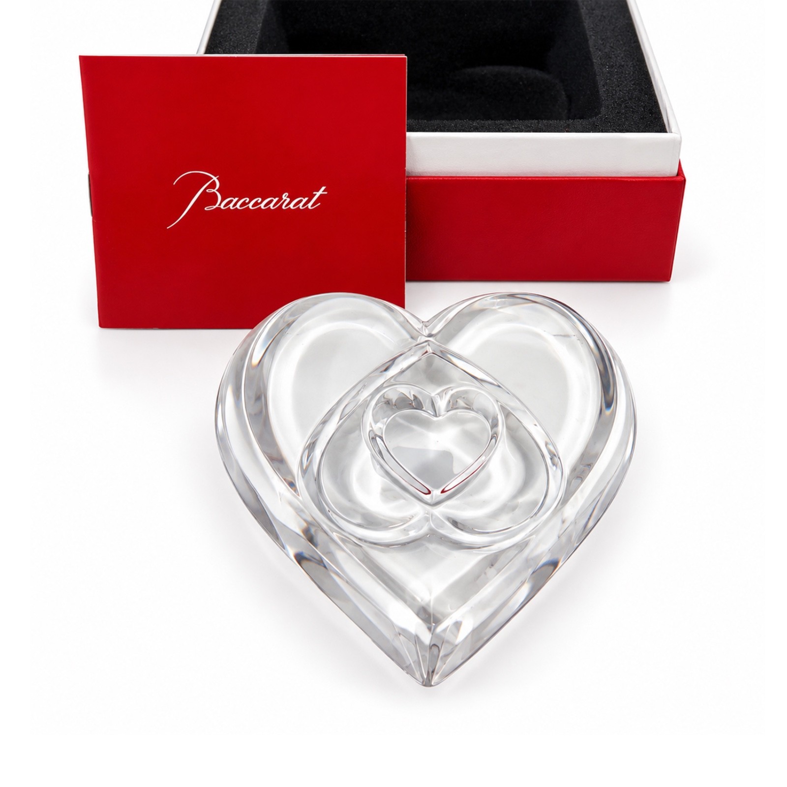 Baccarat France 1998 Three Hearts Crystal Paperweight Brand New in Box