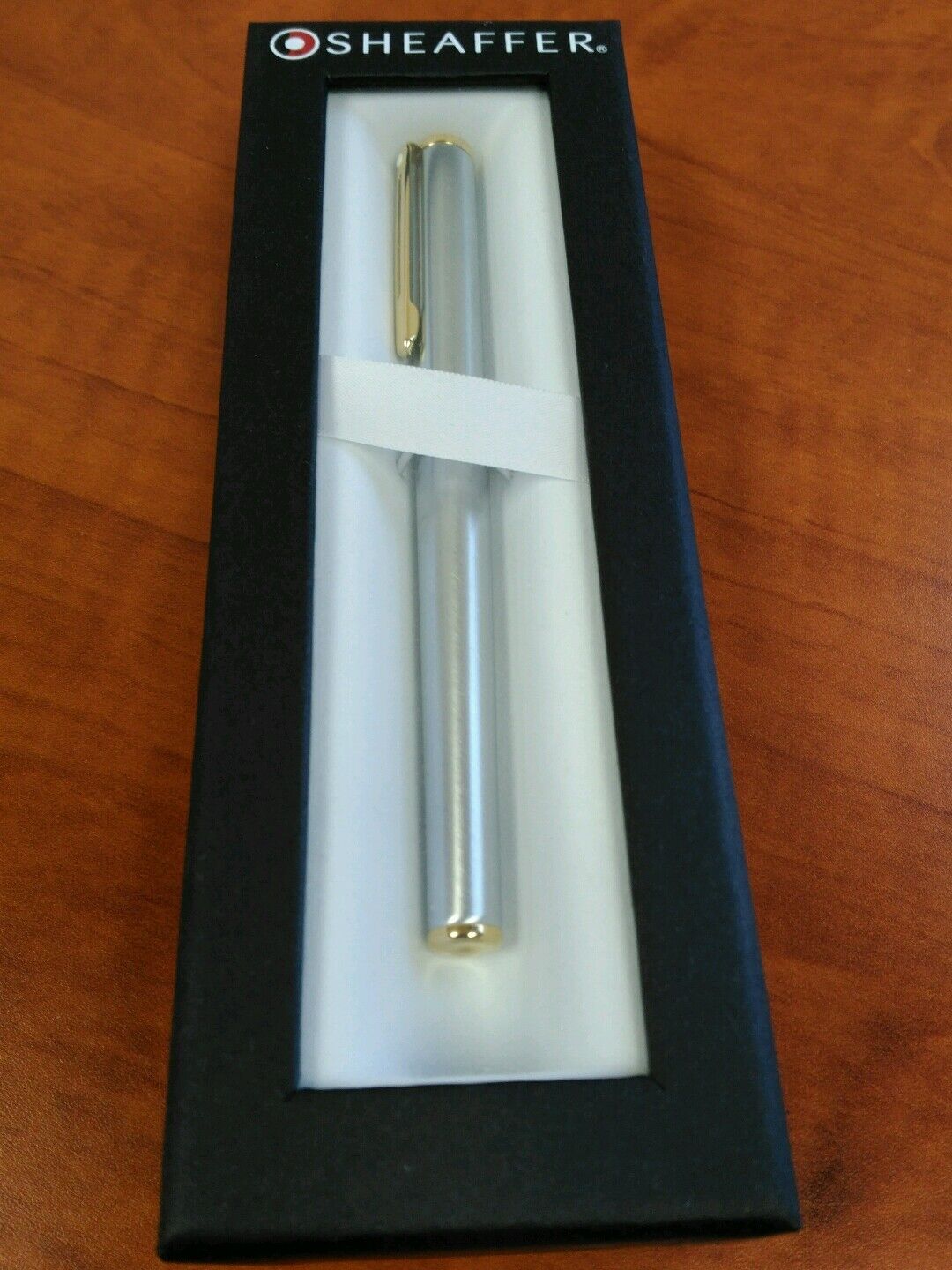Sheaffer Agio-Brushed Chrome with 22K Gold Plate- Fine Nib Fountain Pen 