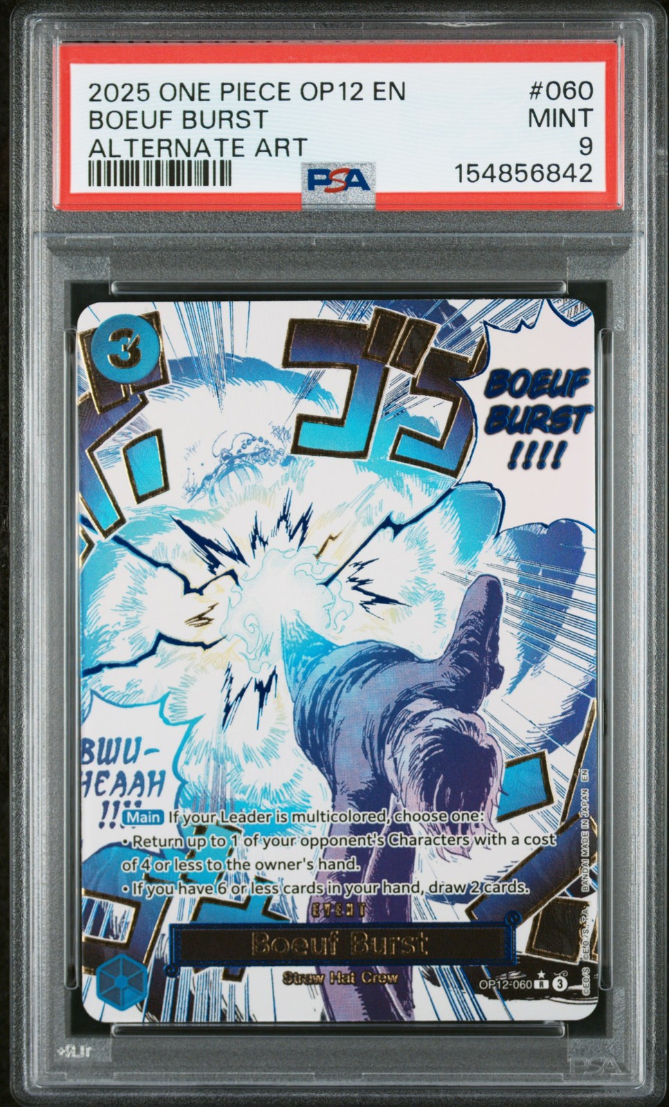 PSA 9 Boeuf Burst Alternate Art OP12-060 One Piece Legacy of the Master P1 PSA 9 Boeuf Burst Alternate Art OP12-060 One Piece Legacy of the Master P1