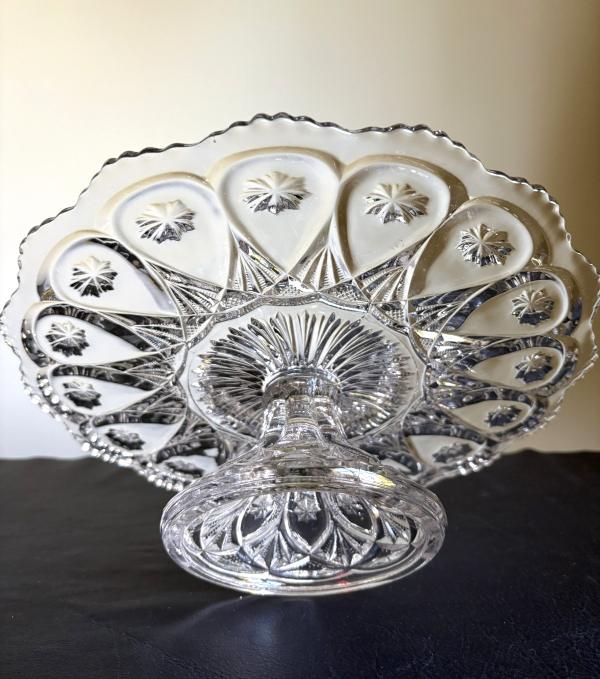 Antique Vintage Fostoria Louise Clear Glass Cake Stand 11.5\
