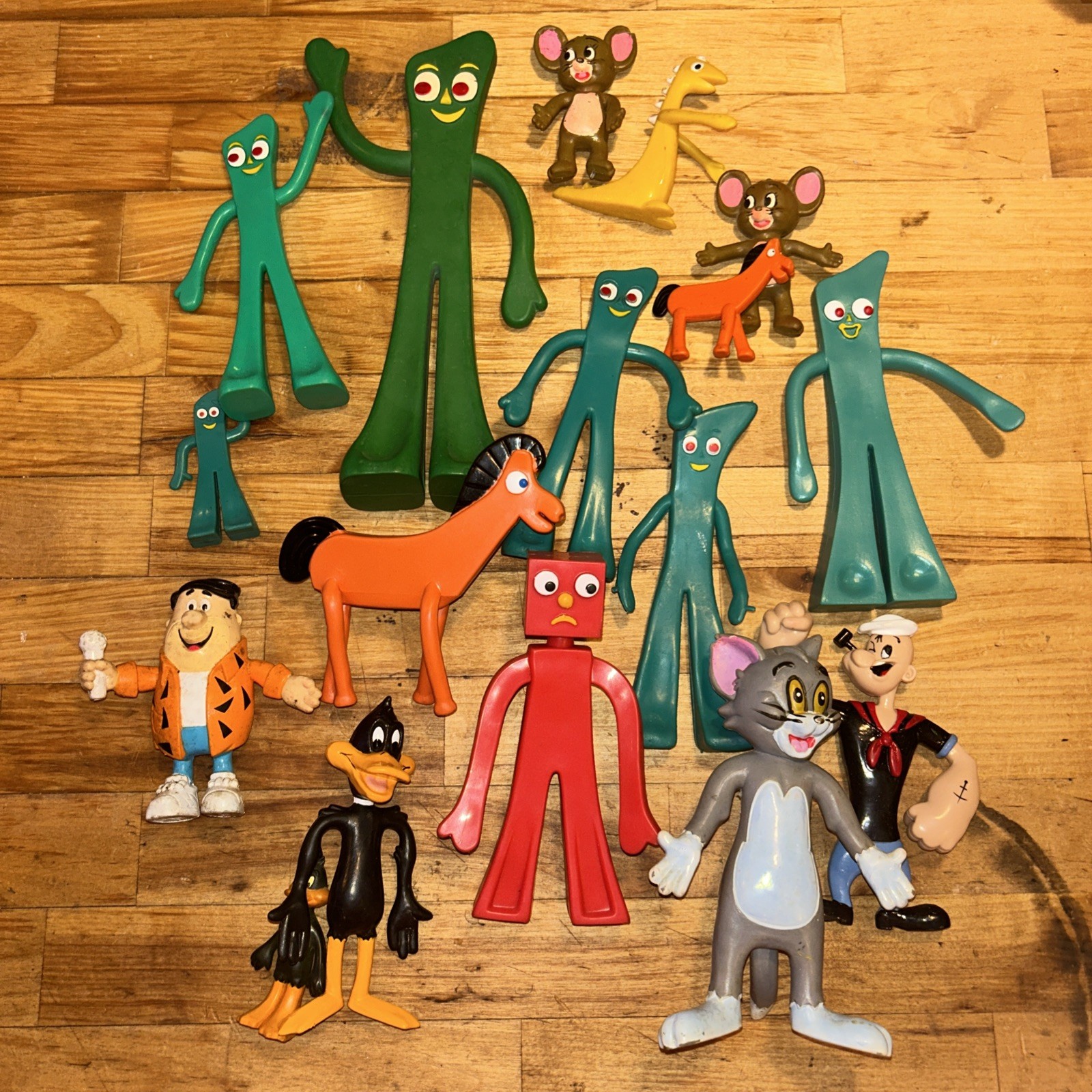 Vintage Rubber Bendy Cartoon Character Lot Gumby, Popeye, Tom & Jerry, Daffy D2 Vintage Rubber Bendy Cartoon Character Lot Gumby, Popeye, Tom & Jerry, Daffy D2