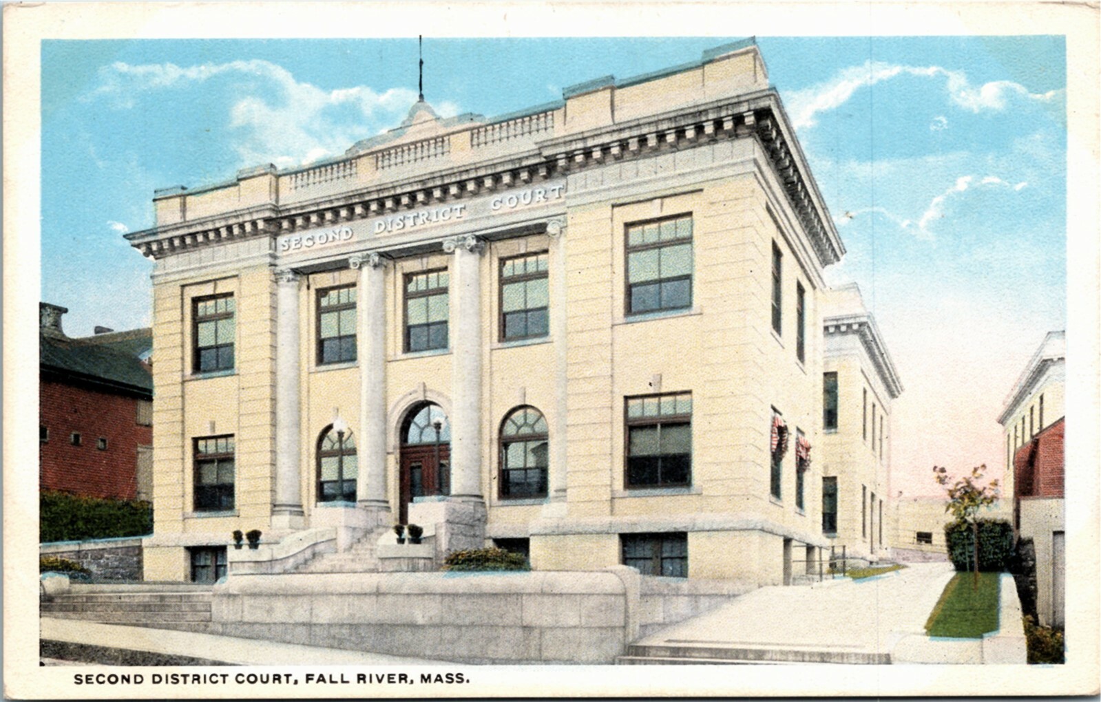 Postcard MA Bristol County Fall River Second District Court 1920s S19