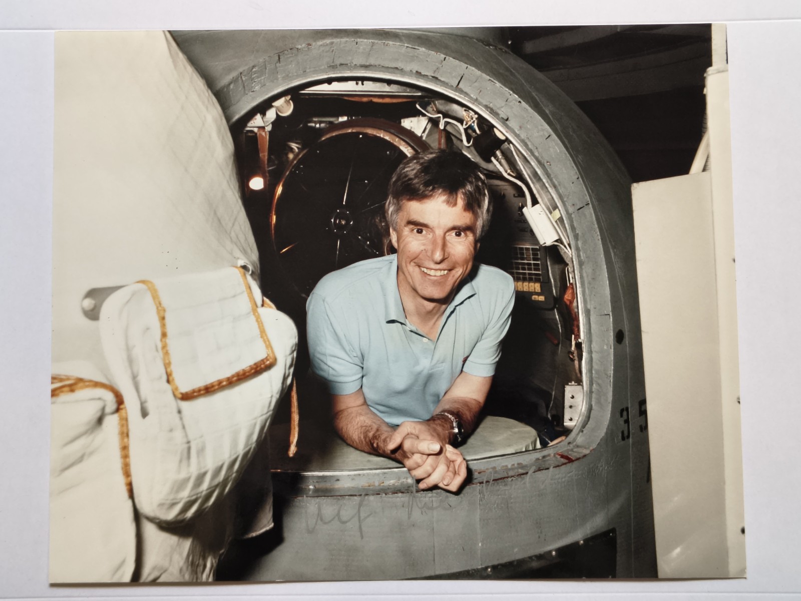 Signed Nasa Press Photo Of Astronaut astronaut Ulf Merbold posing near a...