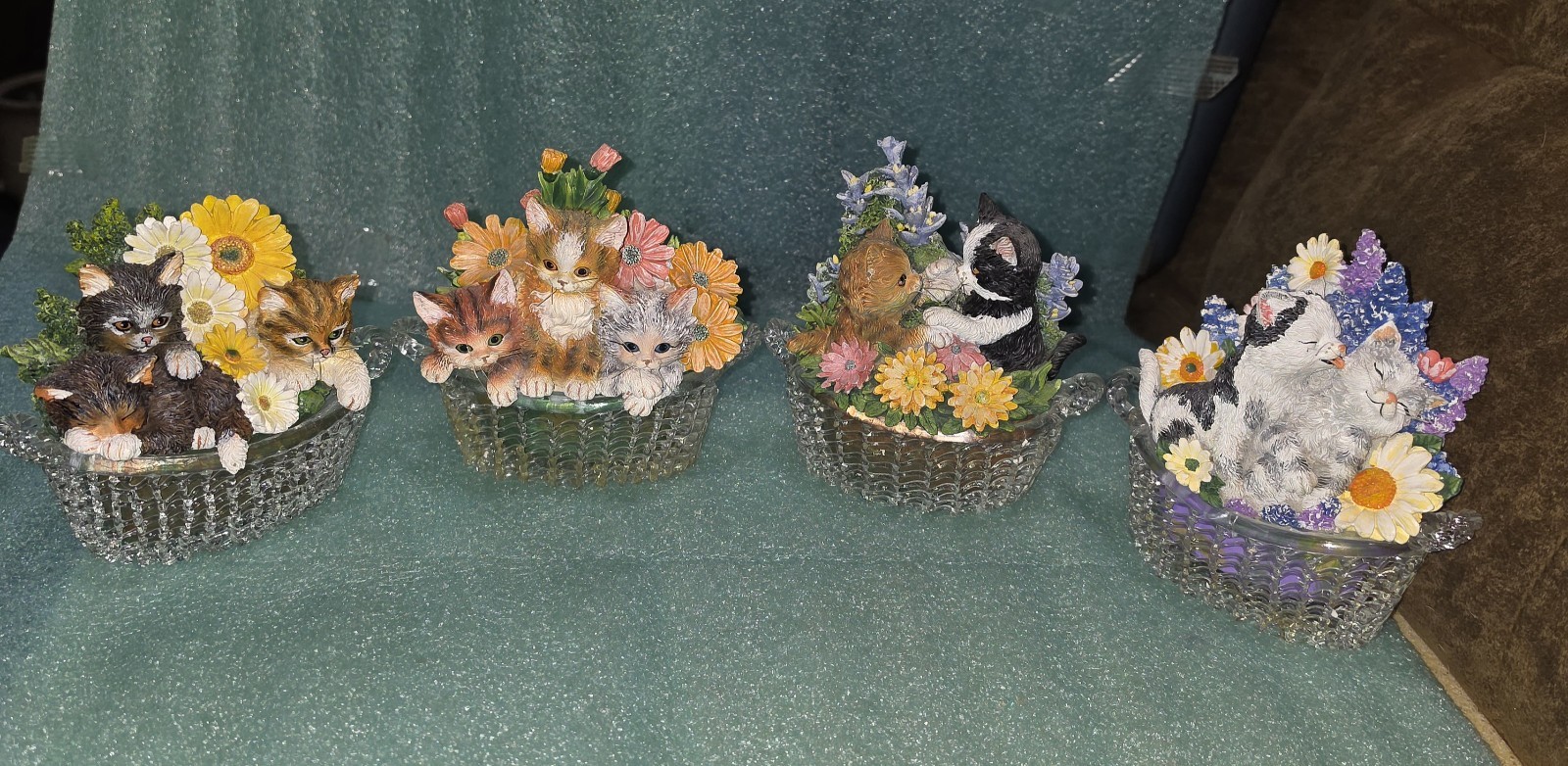 Garden Purrfection Cat Collection By Bradford Exchange Lot Of 4 Figurines, Kitty