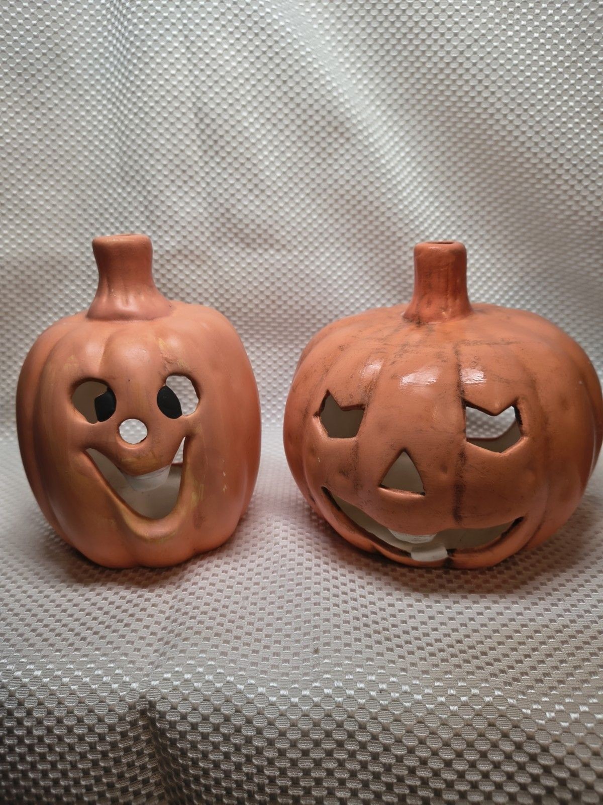 Vtg Nantucket Dist Ceramic Pumpkin Jack O Lantern Halloween Candle Holder Set 2 Vtg Nantucket Dist Ceramic Pumpkin Jack O Lantern Halloween Candle Holder Set 2