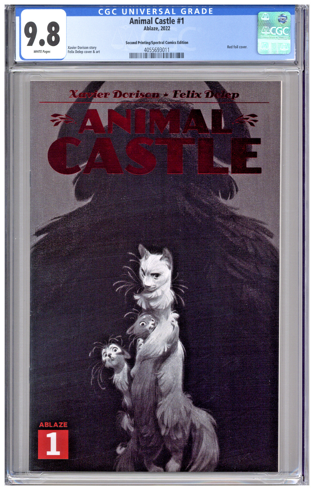 Animal Castle #1 CGC 9.8 2nd Second Printing Spectral Red Foil Delep COA 300