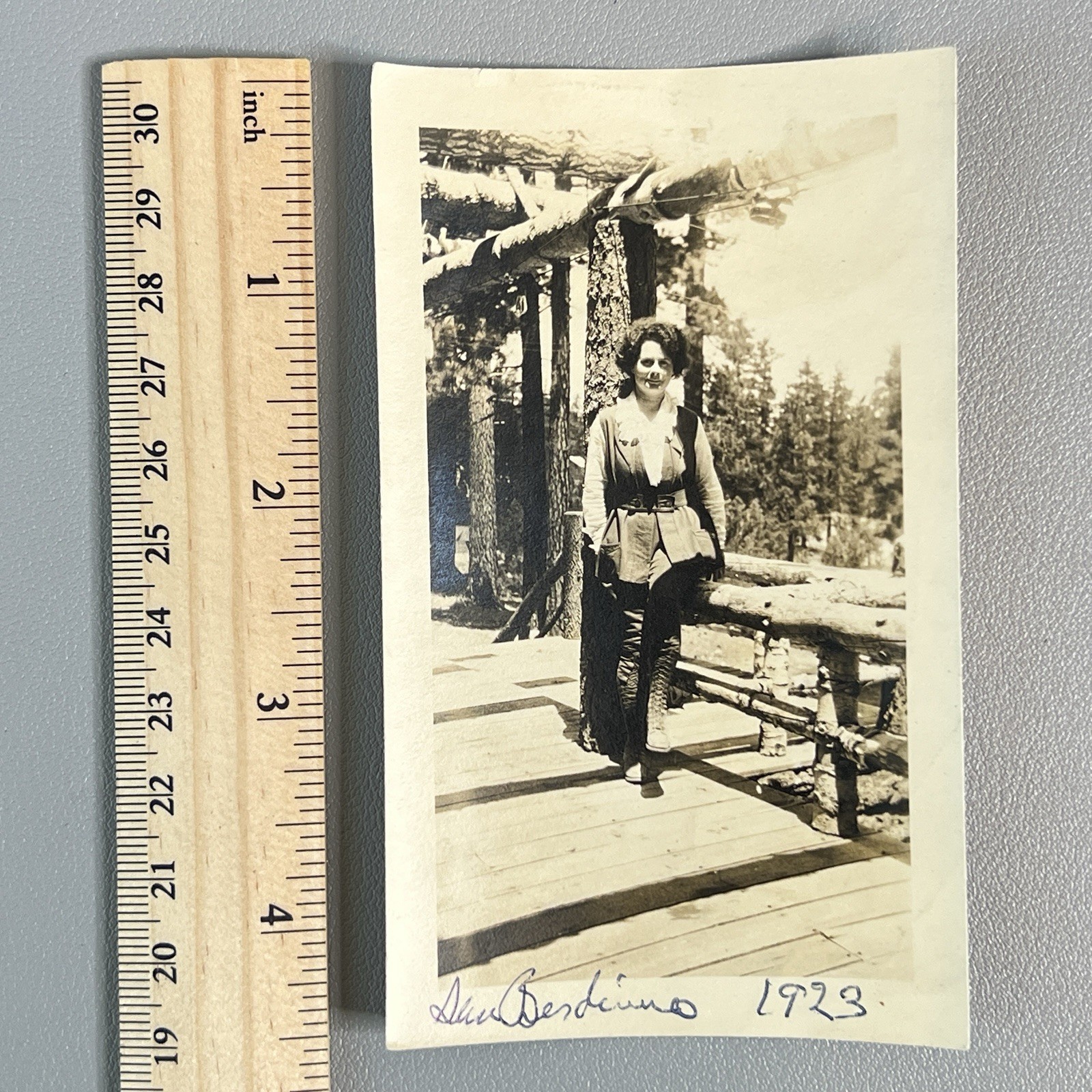 Vtg 1923 San Bernadino Photo Woman Lace Up Hiking Boots Breeches Forest Fashion