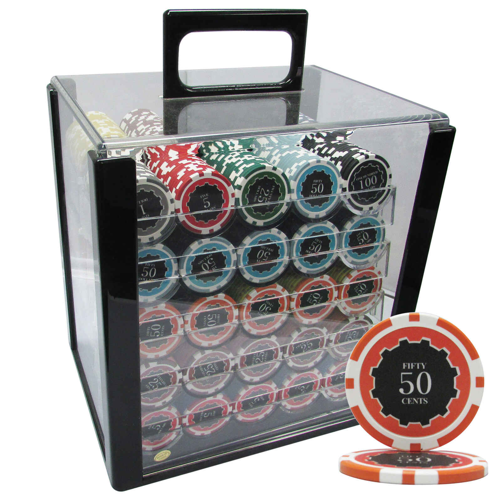 MRC POKER 1000PCS 14G ECLIPSE POKER CHIPS SET ACRYLIC CASE