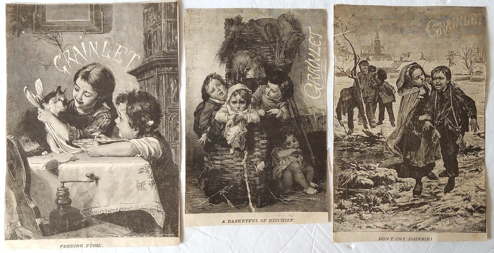 GRANULA GRAINLET CEREAL 1880s Engraved Advertising CHILDHOOD VIGNETTES Rare